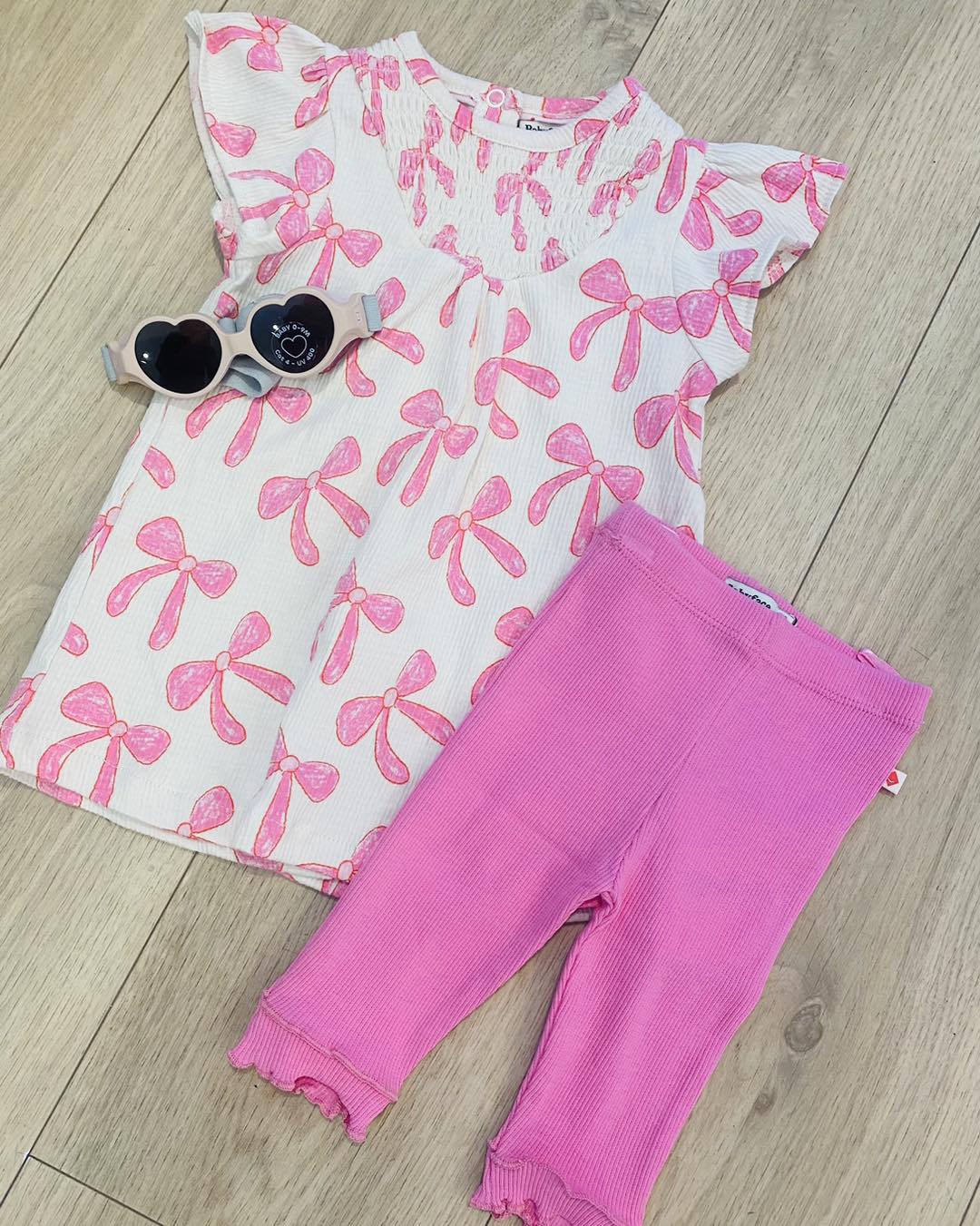 Ensemble fille — Top à nœuds roses et legging rose